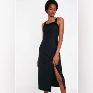 Urban Outfitters - Black Linen Blend Midi Dress - Size: Small